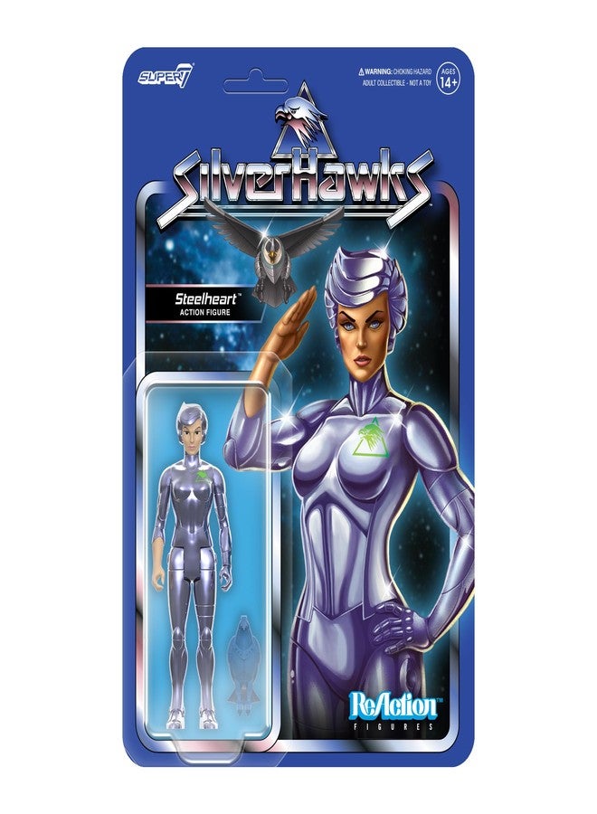 Super7 SilverHawks Steelheart (Toy Version) Reaction Figure - 3.75" SilverHawks Action Figure with Accessory Classic Cartoon Collectibles and Retro Toys - Image 1